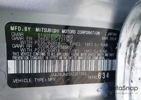 2024 Mitsubishi Outlander Es 2.5 S-Awc из США, поврежденный, VIN JA4J4UA83RZ057350